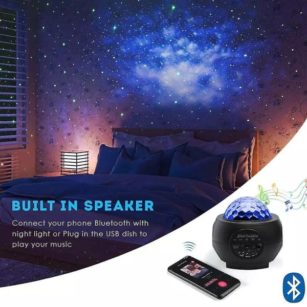 Stjärnprojektor Bluetooth-högtalare USB-fjärrkontroll Musik