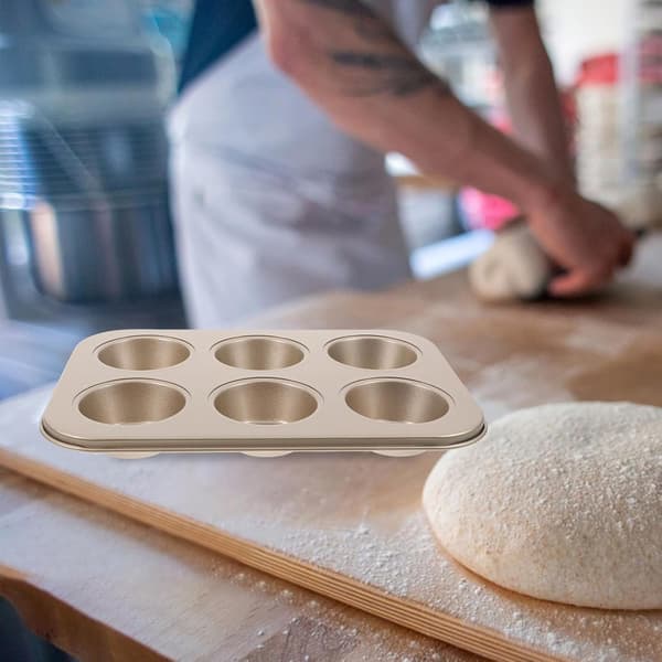 2 stk. Nonstick Cupcake Form Rund Bageform 6-Huls Rustfrit Stål Nem Frigørelse Multifunktionel Brug