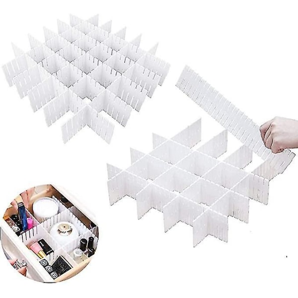 16pcs White Drawer Dividers Adjustable Grid Separators