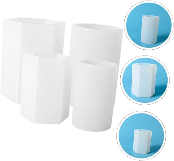 4 stk silikonform for stearinlys sekskantet sylinder DIY stearinlys silikonform