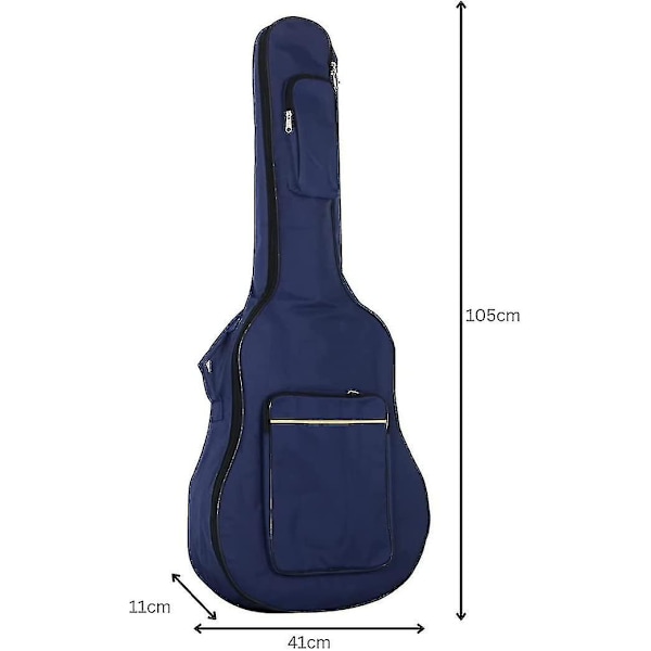 Fullstorlek Gitarväska med Axelremmar, Vattentät Vadderad Väska, Gitartillbehör Blå