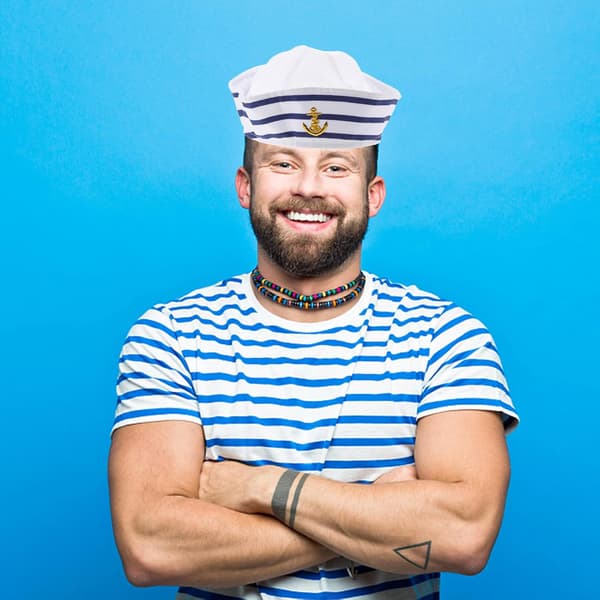2st Sjömanshatt Båt Hatt Blå Vit Randig Tyg Justerbar Chic Elegant