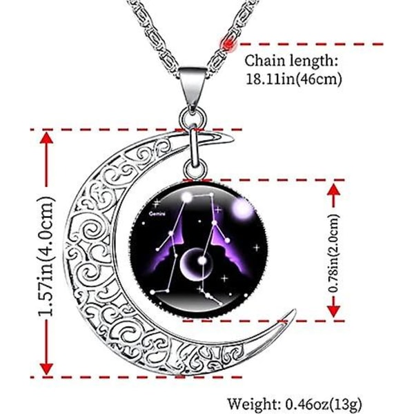 12 Konstellationshalsband, Halsband för Kvinnor och Tonårsflickor, Månskenssmycke, Astrologihänge Modesmycke