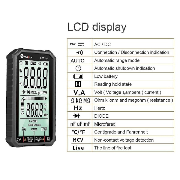 ET8134/ET8132 Digital Multimeter Sann RMS Voltmeter