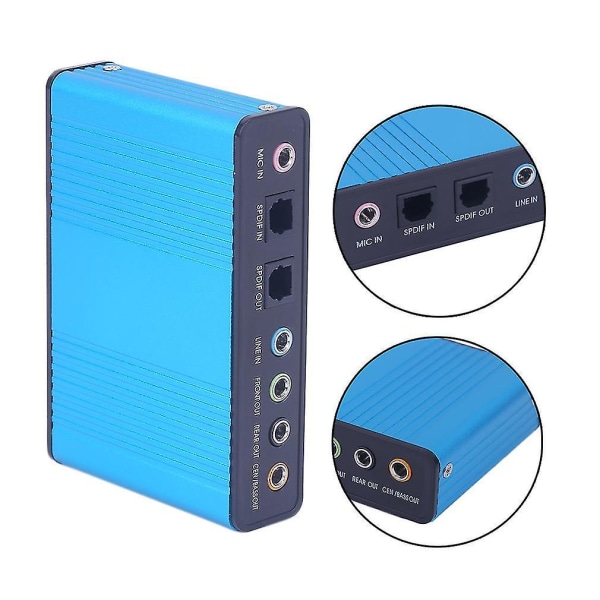 USB 6-kanals 5.1 Audio eksternt lydkortadapter