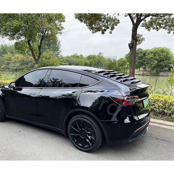 Bil Styling För Tesla Model Y 2021 1st Bil Abs Bakfönster Solskydd Solskydd Spoiler Ving Trim Auto Tuning Tillbehör Carbon fiber look