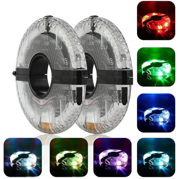 Cykelnavlampa, 7 led 9 färger 18 bilder Vattentät USB uppladdningsbar led cykelhjulsljus eker