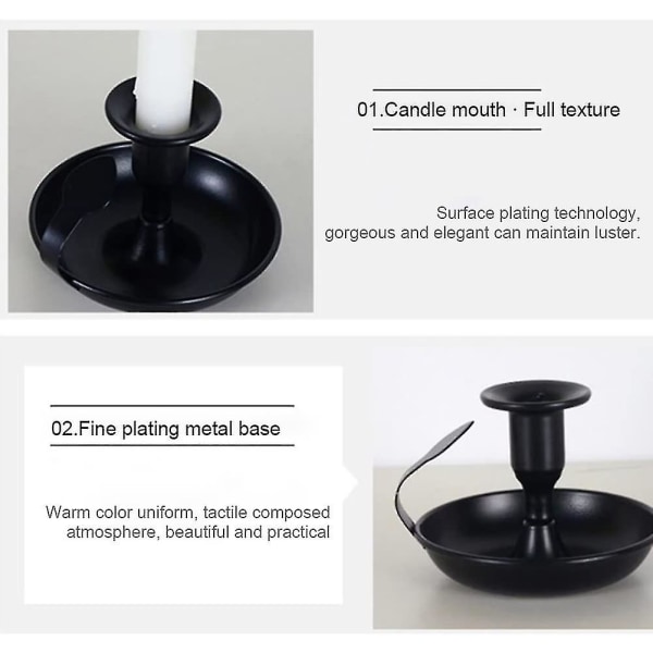 Metallinen kynttilänjalka Retro musta kartiomainen kynttilänjalka Koristeellinen tarjotin kynttilänjalkojen pidikkeet modernit