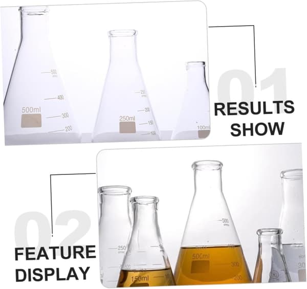 500 ml laboratorieglaskolbe Erlenmeyer-bægerglas med flad bund og syntetisk materiale