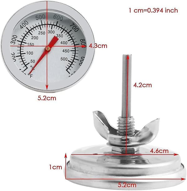 Rustfrit Stål Grill- og Rygeovns Termometer 50-500 Grader