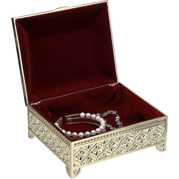 Metall smykkeskrin Rose gravert pyntegjenstandholder øredobber Ringer pynteboks oppbevaringsboks smykkeminne