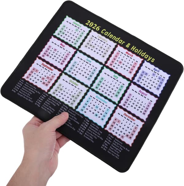 Kalender Musematte Gaming Sklisikker Skrivebordsmatte for Kontor Hjem Bærbar PC