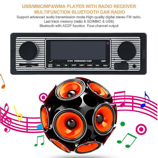 Muistikortti Dual Usb-lähtö Bluetooth Auton Lataus Mp3