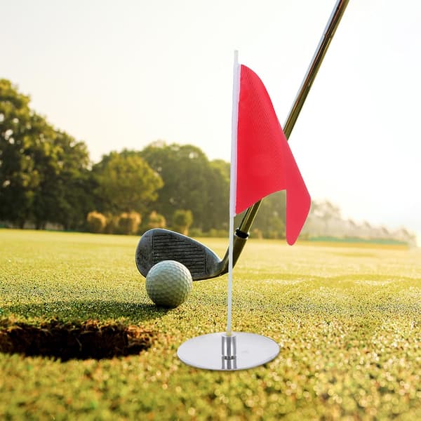 Golftreningsflagg med hullkoppsett i rustfritt stål, lite puttinggreenflagg