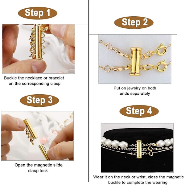 8 stycken 4 storlekar Glidspänne Lås Halsband Koppling Multi Strängar Glidrör Spännen Med Förvaringslåda