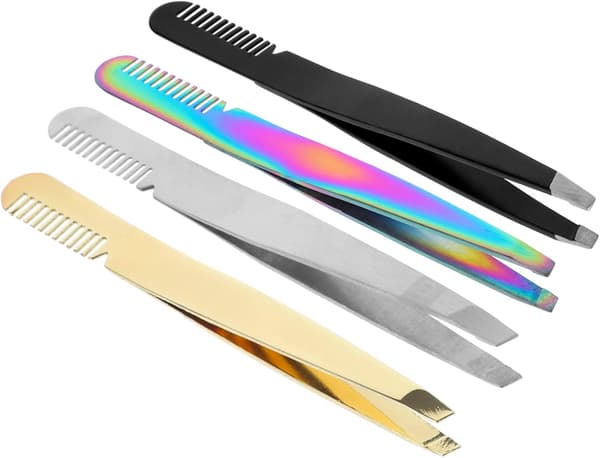 4 stk. pincetsæt til ansigtshår i rustfrit stål med ergonomisk design og letvægtskonstruktion