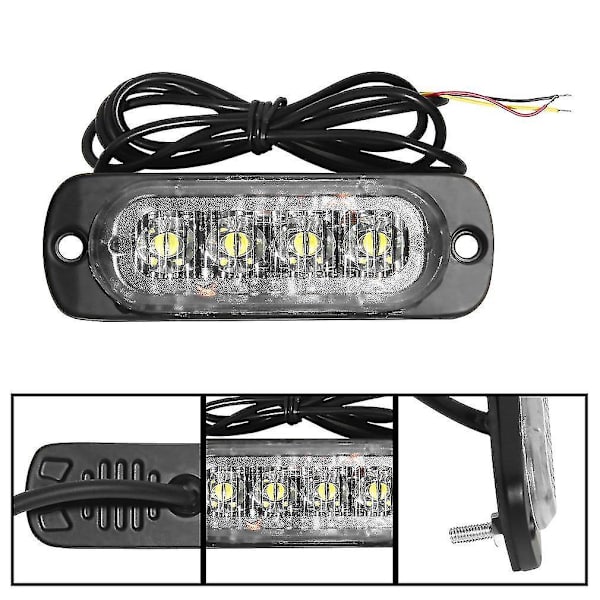 4 LED Bil Lastbil Strobe Blinklys Sideadvarsel Forsigtighed Lampe