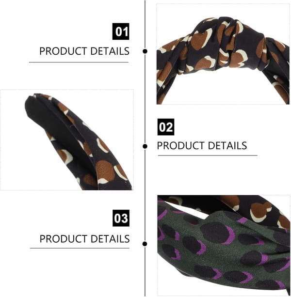 Brede knyttede pannebånd med leopardmønster, 2 stk. sett, elastiske brede hårbånd for kvinner og jenter
