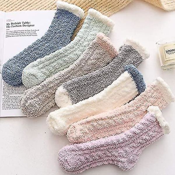 Vintervarma Sockor 6 Par Fluffiga Toffelsockor Kvinnor