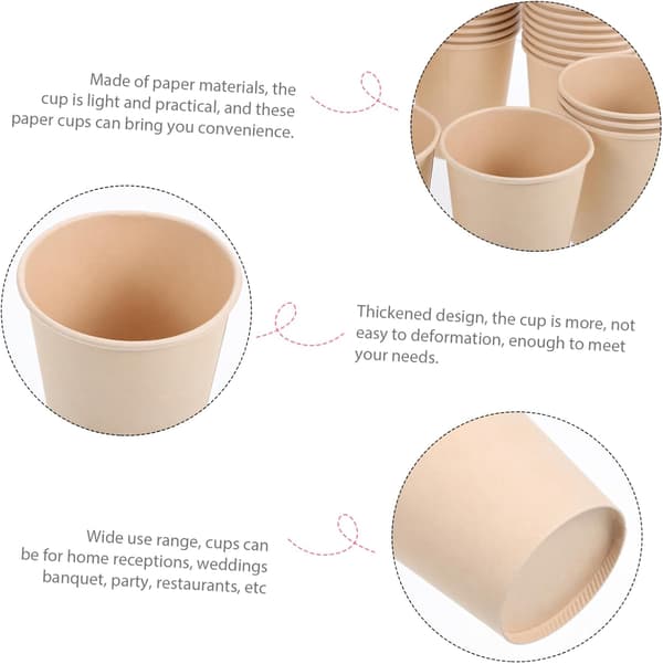 100 stk. engangs kaffe- og drikkekopper 250 ml tykt papirmateriale for varme og kalde drikker