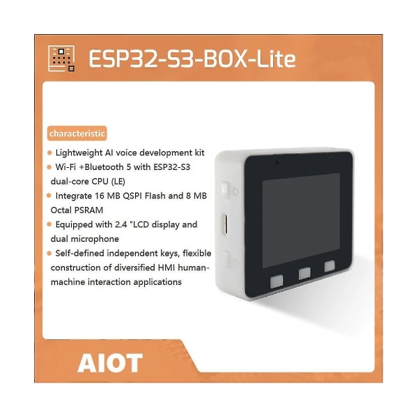 Esp32-s3-box-lite Wifi+bluetooth 5.0 2,4-tums LCD Dubbla Mikrofoner Aiot Applikationsutvecklingsbox