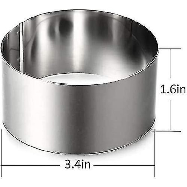 Mousse Ringar i Rostfritt Stål, Kakcirkelform med Tryckare, Smallbee 8cm Diameter, Smallbee Set om 6, Present