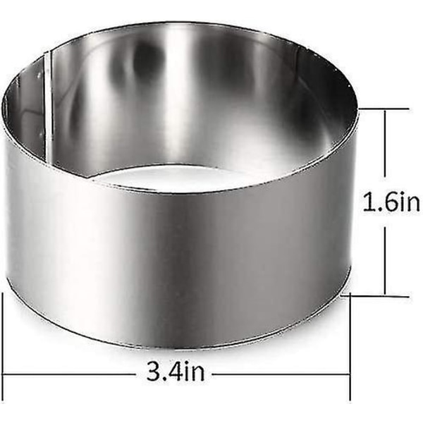 Mousse ringar rostfritt stål tårtcirkel form med tryckare, Smallbee 8 cm diameter, Smallbee set med 6 present