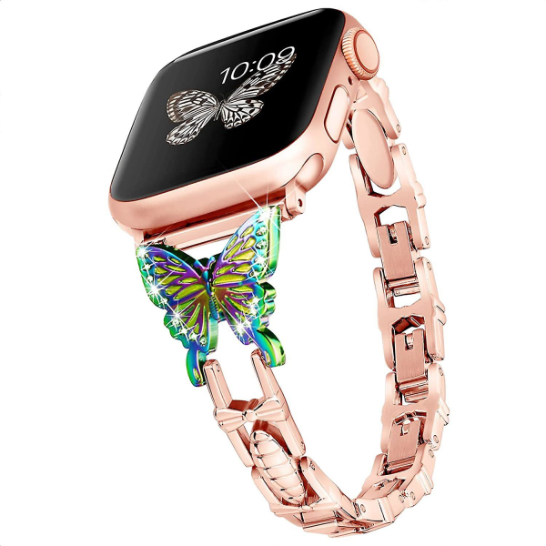 Suitable For Apple Watch8 Strap Diamond -inlaid Metal Butterfly Wristband Watch