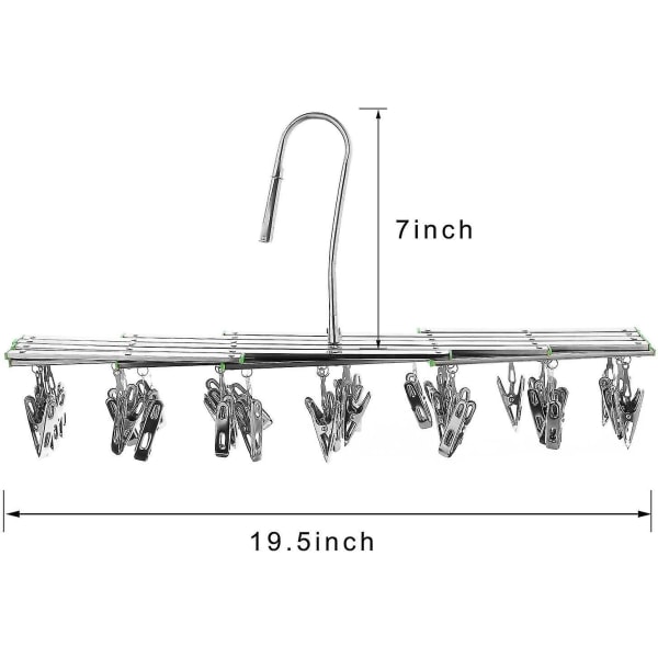 Sukkakuivain ruostumattomasta teräksestä 35 tappia kääntyvä koukku vaateripustin