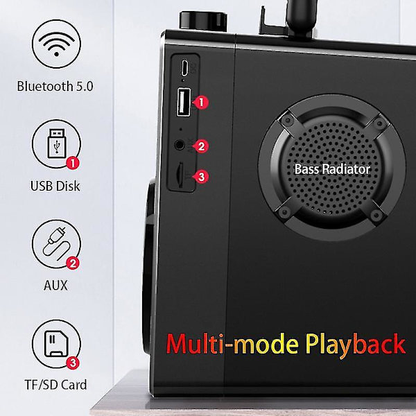 Super Bass Bluetooth-kaiuttimet Kannettava Kolmiostereokaiutin