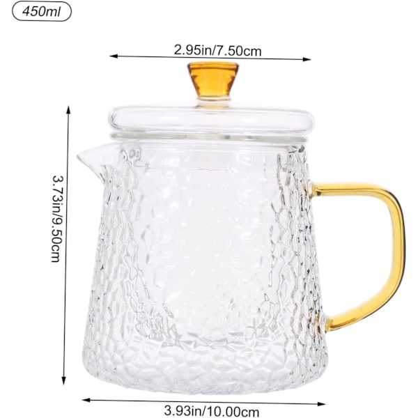 Høj Borosilikatglas Tekande 450ml Tekande med Hammeret Tekstur