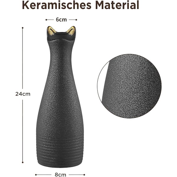 Pampasgræs Lille Keramik Vase Blomster Vase, H24cm - Sort