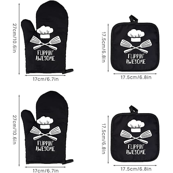 Ugnvantar och grytlappar, 2-pack Ugnvantar Värmebeständiga, Bomullsugnsvante Present