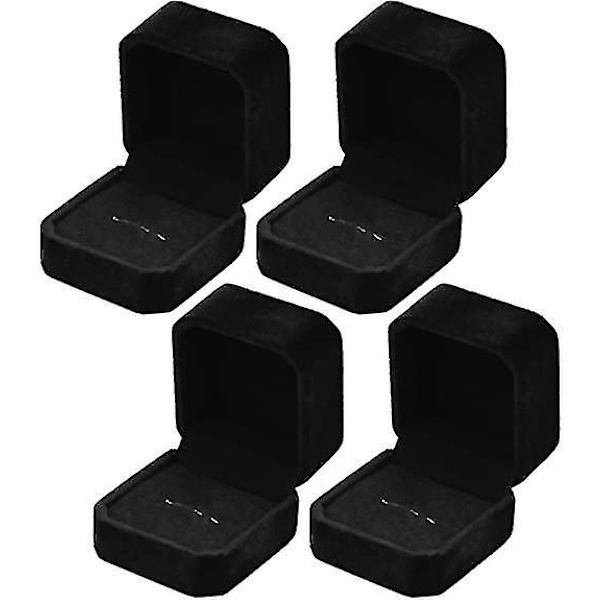 4 st Sammets Ringpresentaskar Engagemangs Smyckeskrin