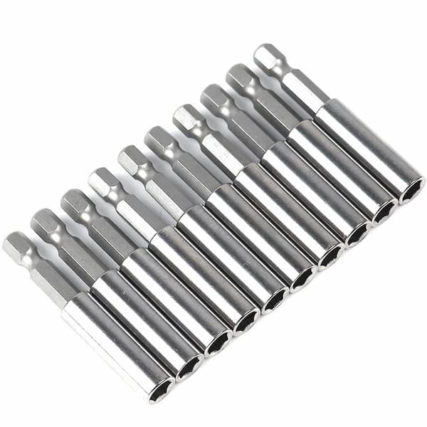 Bittholdermagnet 1/4\" bits 60mm Brakett Bittholder Forlengelse Bor. (sølv) (10 stk)
