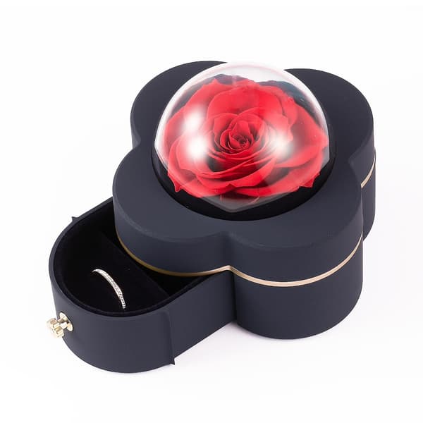 Rosaskrinke Presentask Eternal Rose Smyckeskrinke (1 st, Mörkblå)