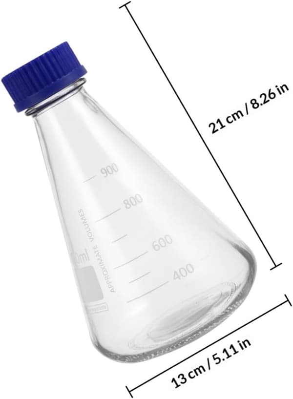 Koniska Erlenmeyer-kolvar i glas med noggrann mätning och solid basdesign för experiment 2 st 1000 ml