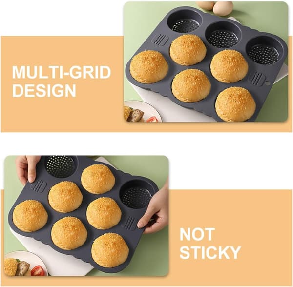 8-hulrum silikone hamburgerform, multi-gitter burgerpande, rund non-stick glat design