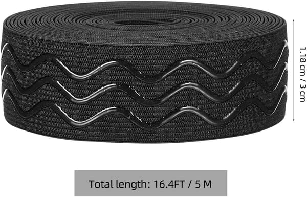 Sort 3 cm bred skridsikker silikone gribeelastikbånd, 5 meter strækrem
