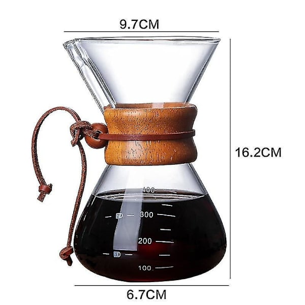 400 ml Häll över Kaffebryggare Återanvändbart Filter Trähylsa