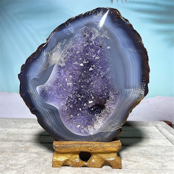 Ametist Natursten Kristall Healing Geode Druzy Ädelstenar