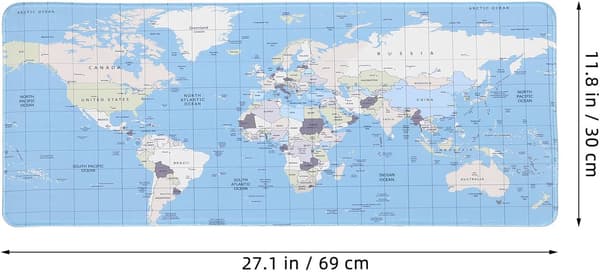 Stor musematte skrivebordsmatte 300x700mm med sydde kanter sklisikker base blå