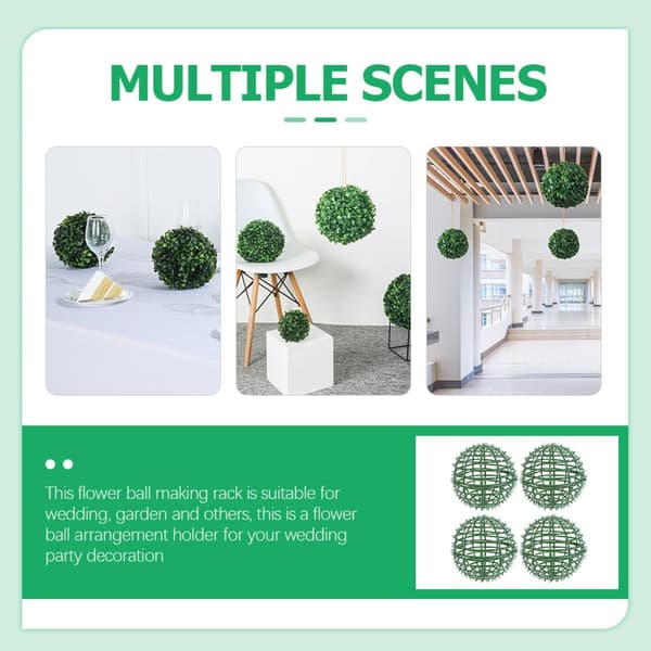 4st Blomsterarrangemang Hylla Buxbom Topiary Boll Ram Rund Plastmaterial Lättvikt