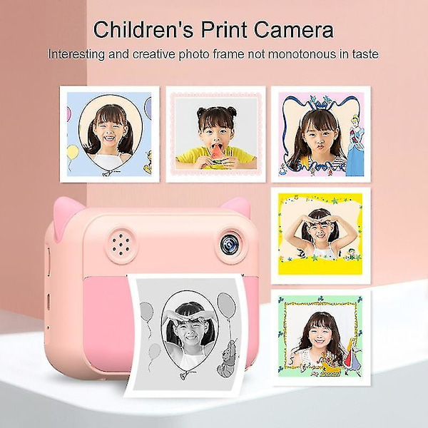 Børnekamera Instant Print Kamera til Børn 1080p HD