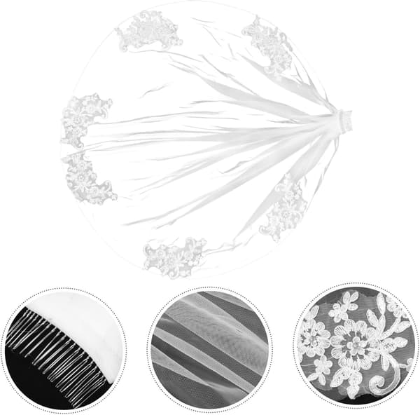 Broderi Blomsterslør med kam Elegant bryllupshårtilbehør