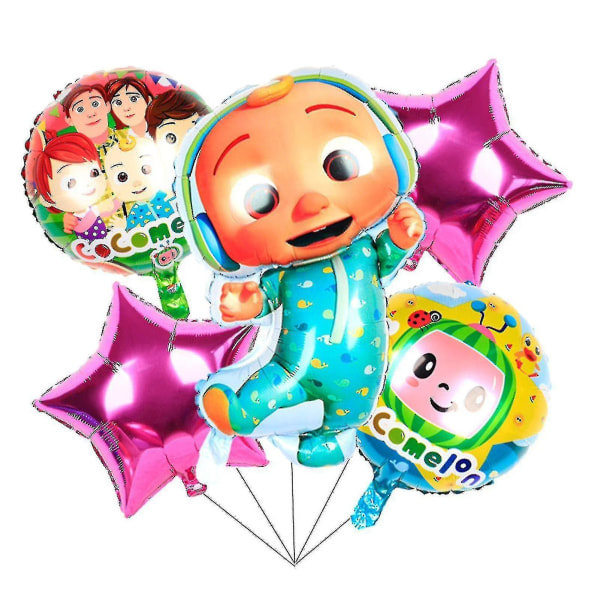 5 st Party Ballong Dubbelsidigt Mönster Födelsedagsdekor Aluminium Film Tecknad Vattenmelon Character Ballonger För Shopping -xx