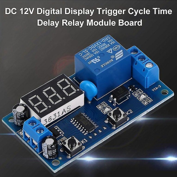 DC 12V Digital Display Trigger Cykeltidsfördröjningsrelä