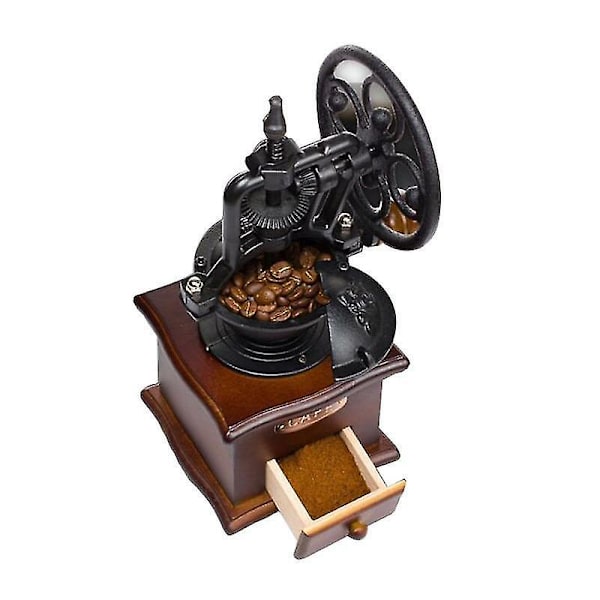 Klassisk Træ Hånddrevet Kaffekværn Håndstøbt Jern