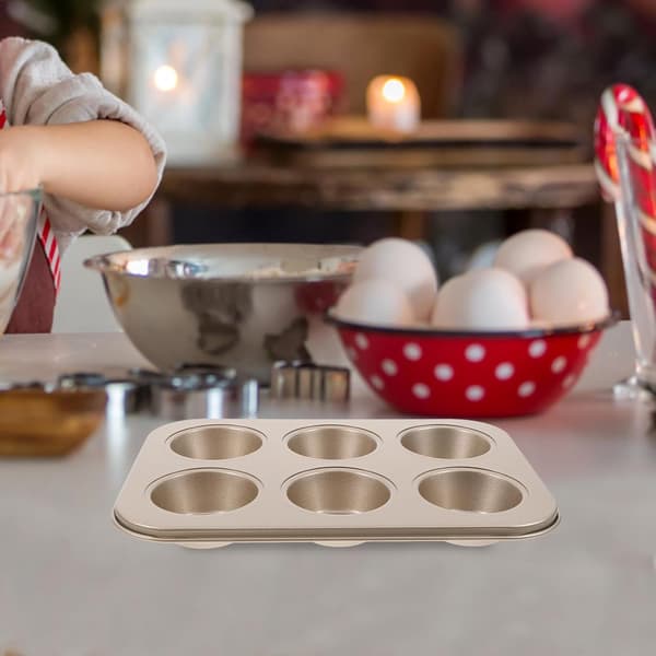 2 stk. Nonstick Cupcake Form Rund Bageform 6-Huls Rustfrit Stål Nem Frigørelse Multifunktionel Brug