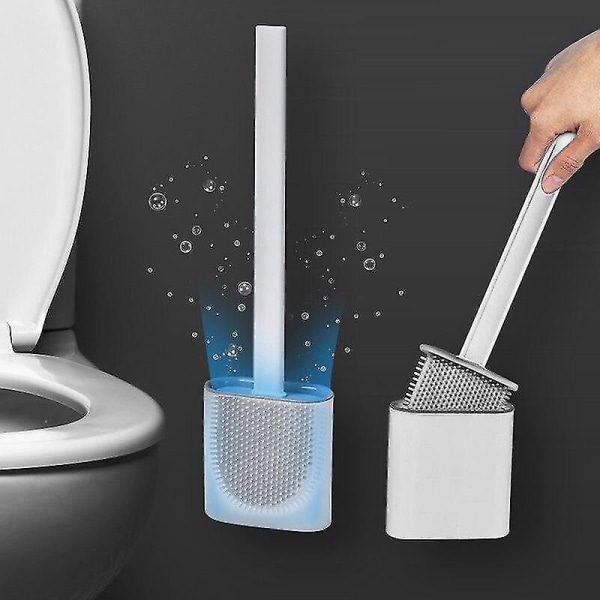 Silikon Toiletbørste med Fleksibelt Hoved og Vægholder